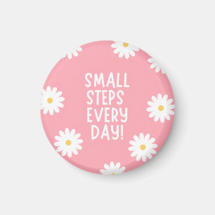 Pink Floral Inspiration – Small Steps Every Day Magnet