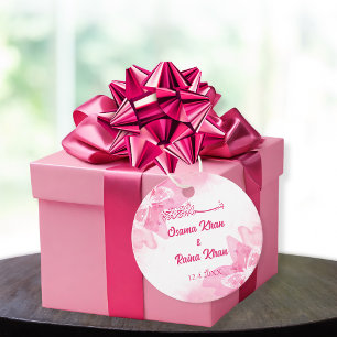 Pink Floral Islamic Muslim Wedding  Favour Tags