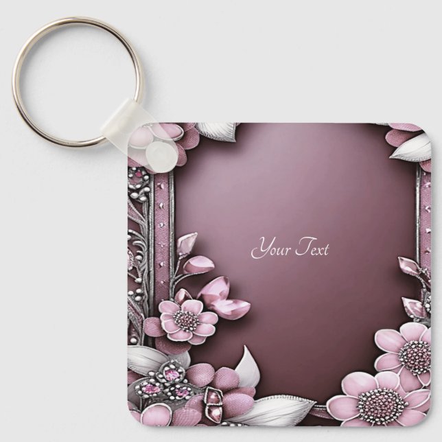 Pink Floral Keychain (Front)