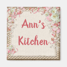 Pink Floral Kitchen Magnet