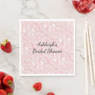 Pink Floral Lace Bridal Shower Napkin