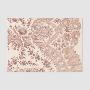 Pink Floral Lace With Roses Tissue Paper