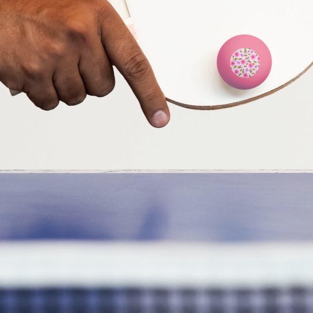 Pink Floral Lacy Daisy Ping Pong Ball (Paddle)