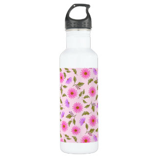 Pink Floral Lacy Daisy Stainless Water Bottle