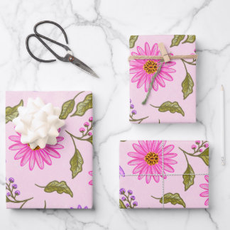 Pink Floral Lacy Daisy Wrapping Paper