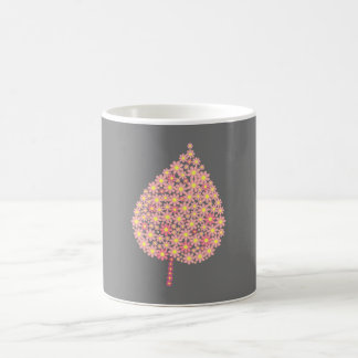 Pink Floral Leaf on Dark Grey Background – Elegant Coffee Mug