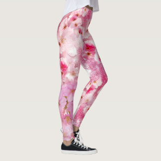 pink floral leggings