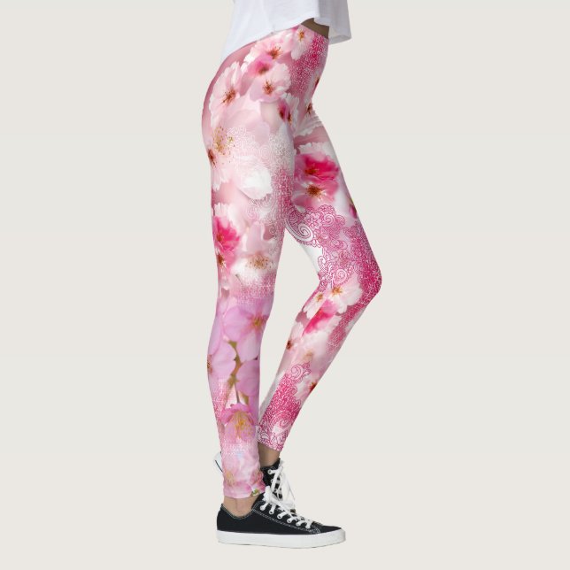 pink floral leggings (Right)