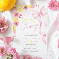  Pink Floral Lemon Baby Shower Invitation
