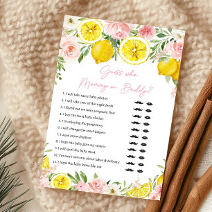 Pink Floral Lemon Guess Who Mommy or Daddy Game