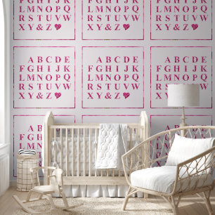 Pink Floral Lettering Art English Alphabet Heart Wallpaper