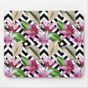 Pink Floral Lily Mouse pad