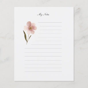 Pink Floral Lined Stationery Note Paper