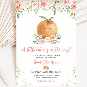 Pink Floral Little Cutie Baby Shower Invitation