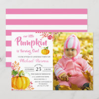 Pink Floral Little Pumpkin Fall Birthday Photo