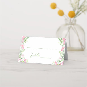 Pink Floral Lush Greenery Bridal Shower Wedding Place Card