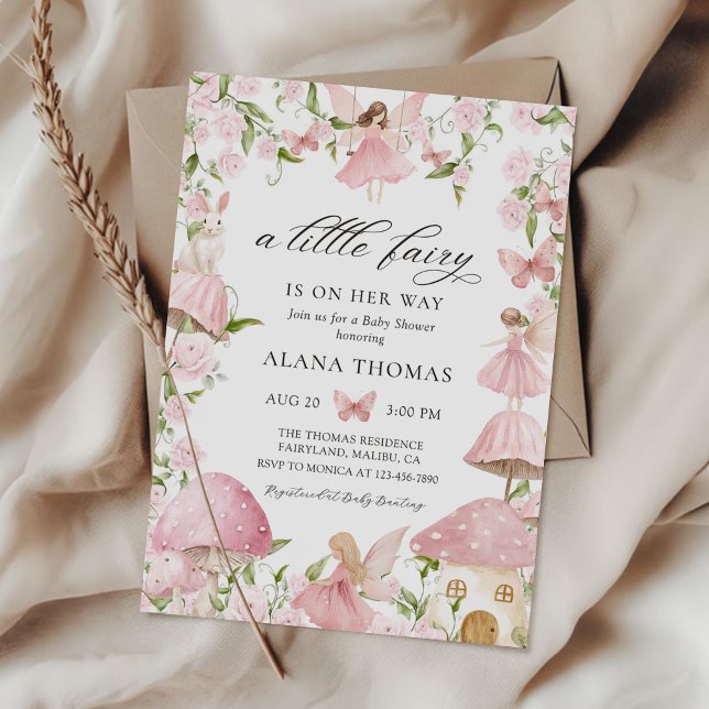 Pink Floral Magical Fairy Baby Shower Invitation (Créateur téléchargé)