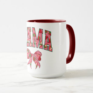 Pink Floral MAMA Lettering with Bow Mug