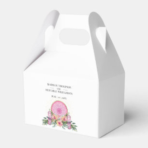 Pink Floral Mandala Crystals Metaphysical Wedding Favor Box