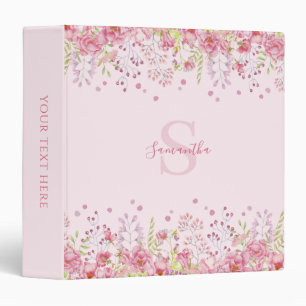 Pink Floral Meadow Personalized Binder