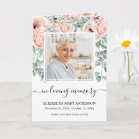 Pink Floral Memorial Funeral Program