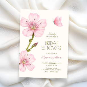 Pink floral miniMalist elegant bridal shower Invitation