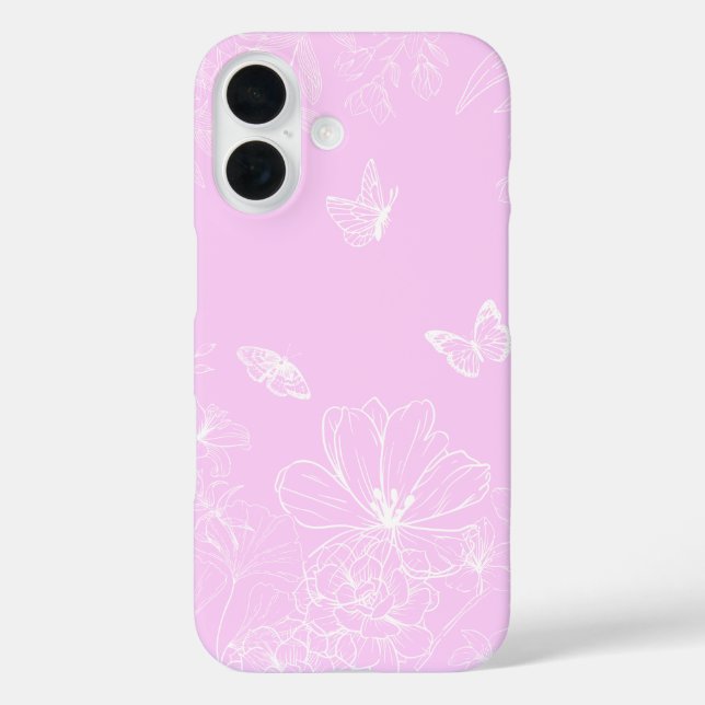 Pink Floral Minimalist Pattern Modern Abstract Case-Mate iPhone Case (Back)