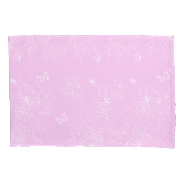 Pink Floral Minimalist Pattern Modern Abstract Pillowcase (Front)