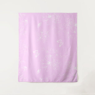 Pink Floral Minimalist Pattern Modern Abstract Tapestry