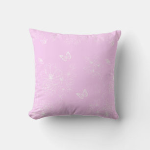 Pink Floral Minimalist Pattern Modern Abstract Throw Pillow