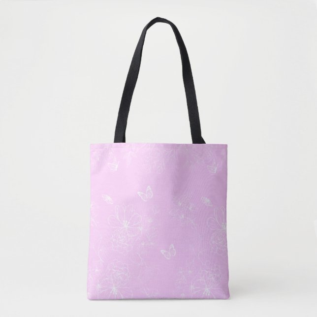 Pink Floral Minimalist Pattern Modern Abstract Tote Bag (Front)