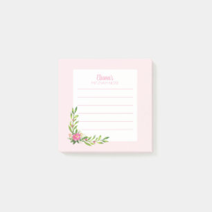 Pink Floral Mitzvah Note: 3x3 Sticky Pad Post-it N Notes