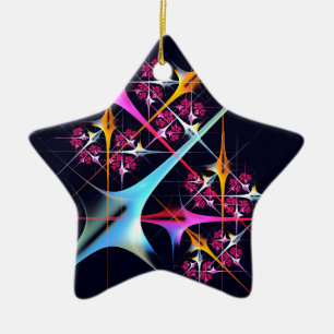 Pink Floral Modern Abstract Art Color Pattern #01 Ceramic Ornament