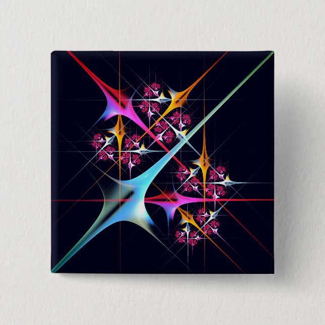 Pink Floral Modern Abstract Art Colour Pattern #01 2 Inch Square Button (Front)