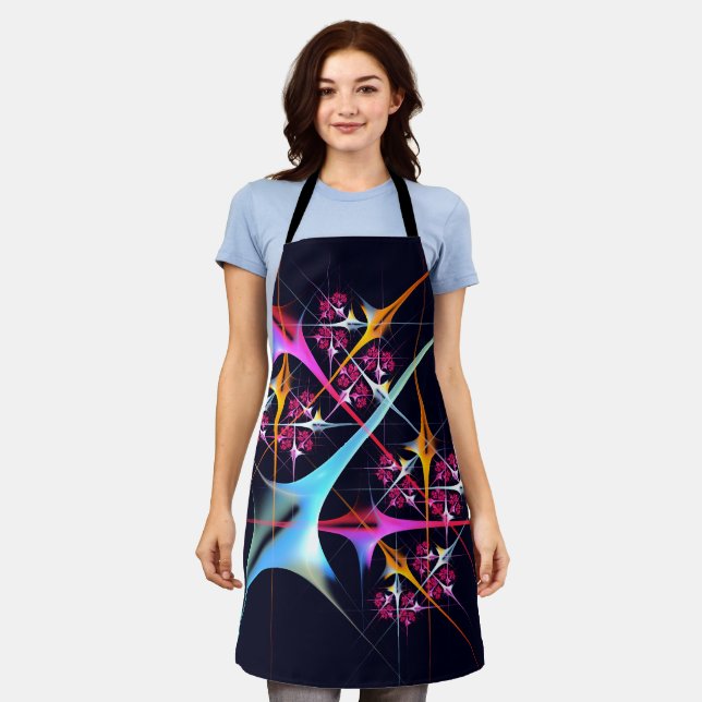 Pink Floral Modern Abstract Art Colour Pattern #01 Apron (Worn)