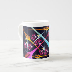 Pink Floral Modern Abstract Art Colour Pattern #01 Bone China Mug
