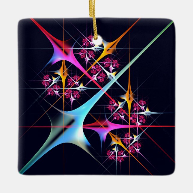 Pink Floral Modern Abstract Art Colour Pattern #01 Ceramic Ornament (Front)