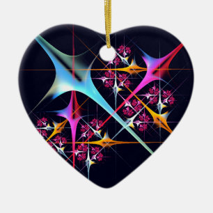 Pink Floral Modern Abstract Art Colour Pattern #01 Ceramic Ornament