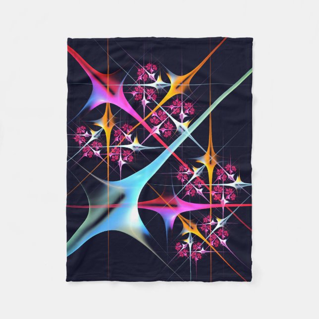 Pink Floral Modern Abstract Art Colour Pattern #01 Fleece Blanket (Front)