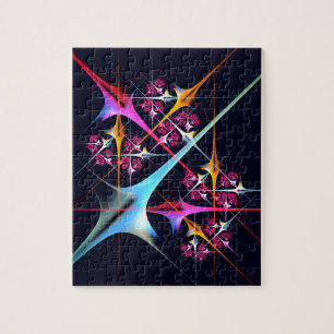 Pink Floral Modern Abstract Art Colour Pattern #01 Jigsaw Puzzle