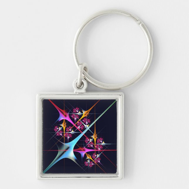 Pink Floral Modern Abstract Art Colour Pattern #01 Keychain (Front)