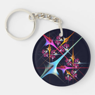 Pink Floral Modern Abstract Art Colour Pattern #01 Keychain