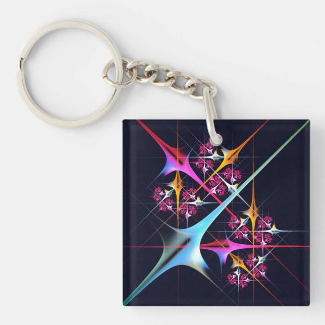 Pink Floral Modern Abstract Art Colour Pattern #01 Keychain (Front)