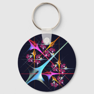 Pink Floral Modern Abstract Art Colour Pattern #01 Keychain