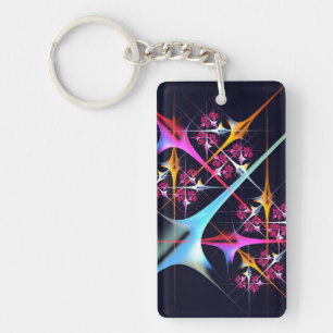 Pink Floral Modern Abstract Art Colour Pattern #01 Keychain