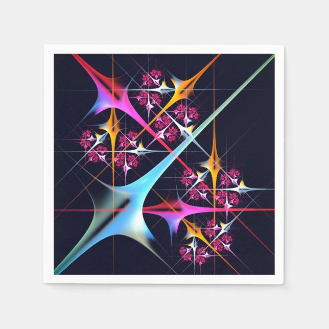 Pink Floral Modern Abstract Art Colour Pattern #01 Napkin (Front)