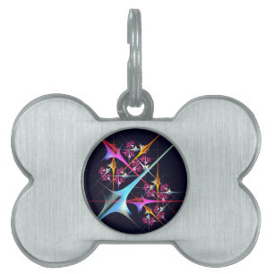 Pink Floral Modern Abstract Art Colour Pattern #01 Pet ID Tag