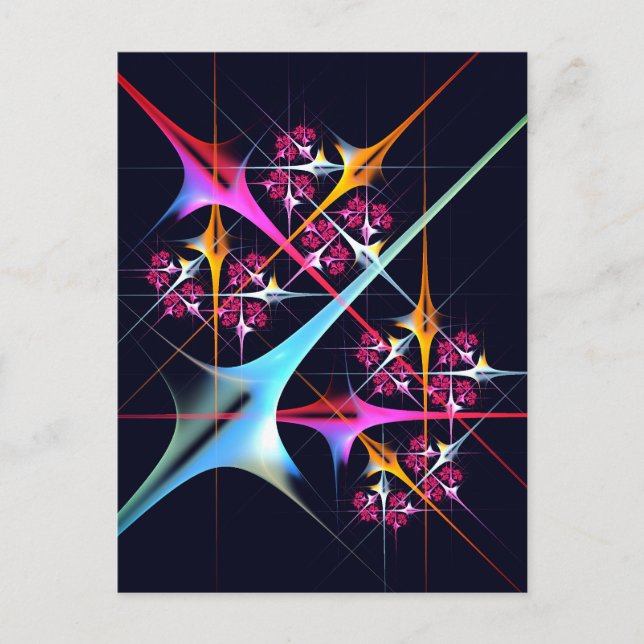Pink Floral Modern Abstract Art Colour Pattern #01 Postcard (Front)