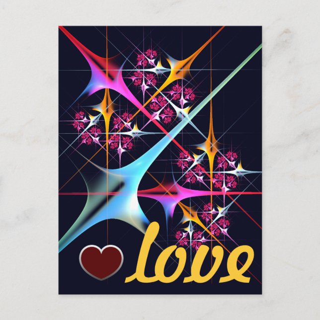 Pink Floral Modern Abstract Art Colour Pattern #01 Postcard (Front)