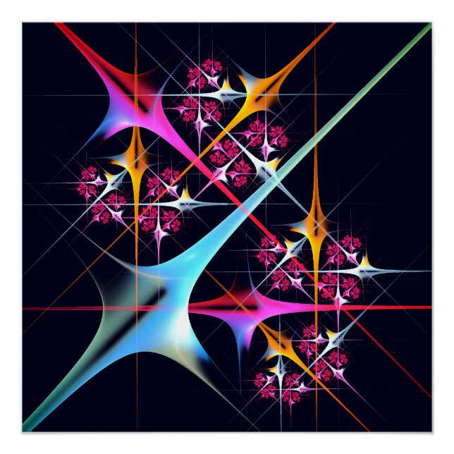 Pink Floral Modern Abstract Art Colour Pattern #01 Poster (Front)